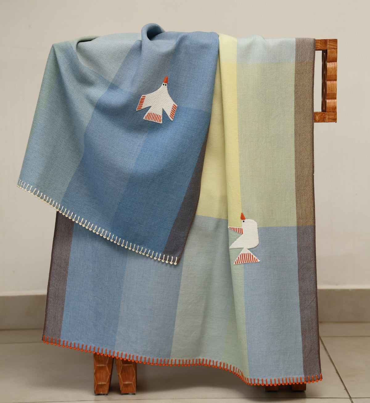 Handwoven Merino Wool Travel Wrap 25" × 70"