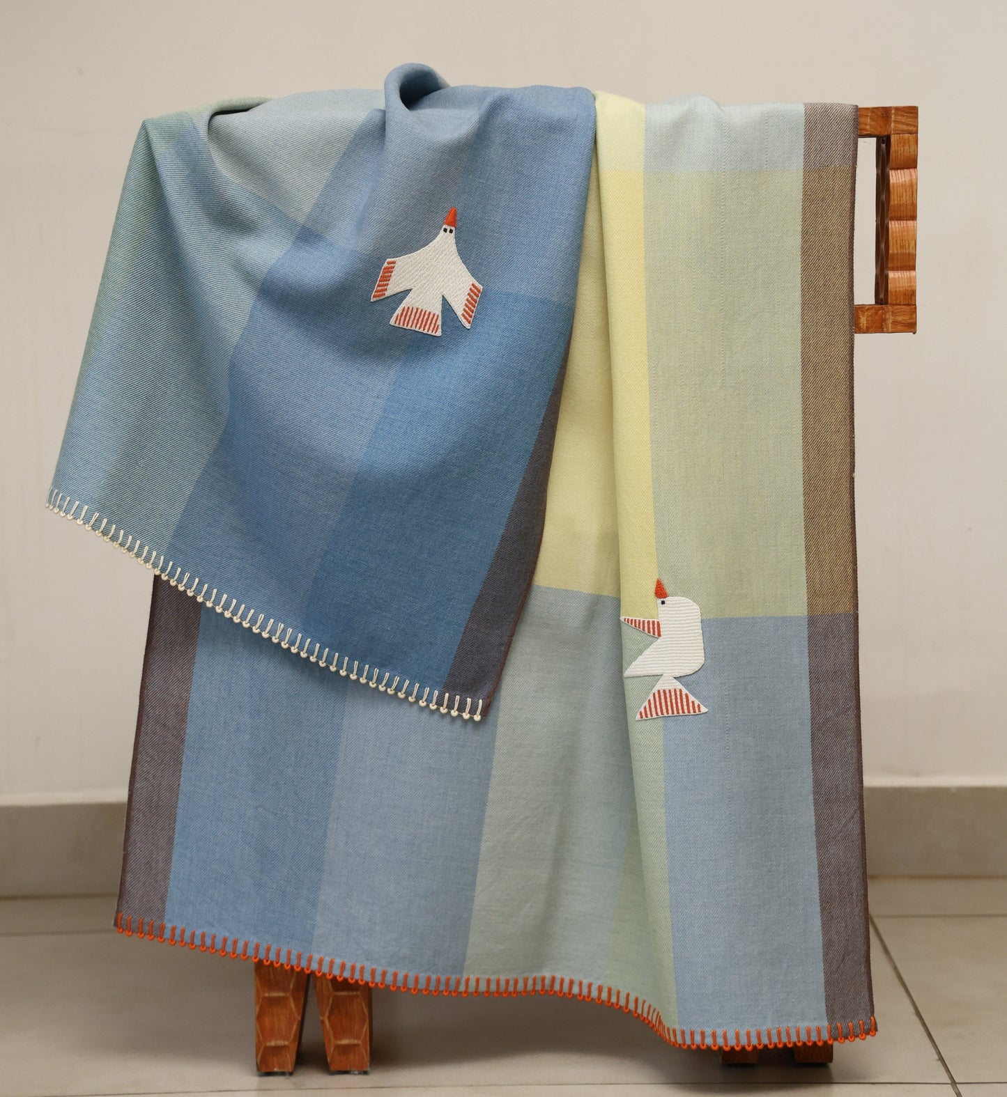 Handwoven Merino Wool Travel Wrap 25" × 70"