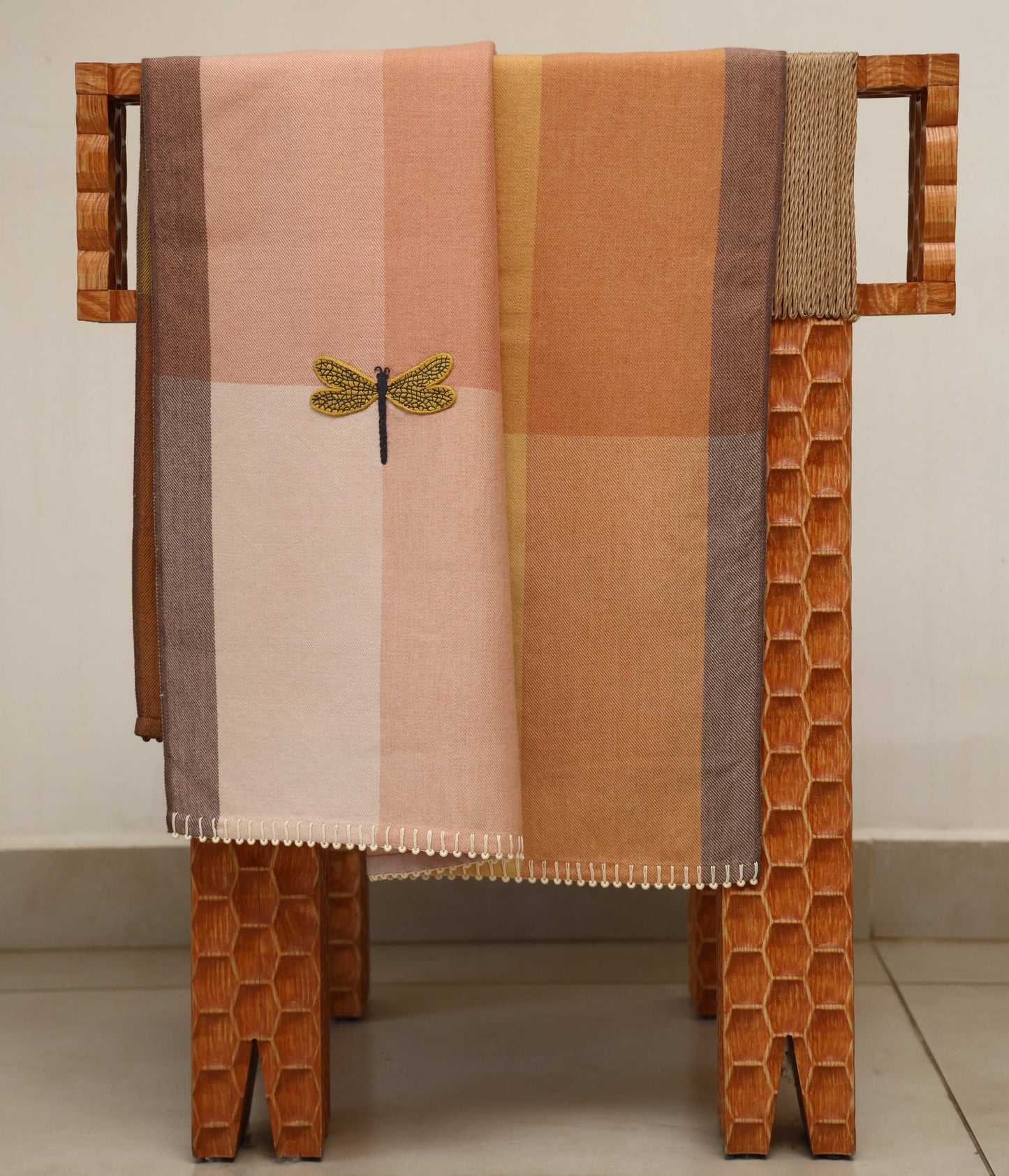 Handwoven Merino Wool Travel Wrap 25" × 70"