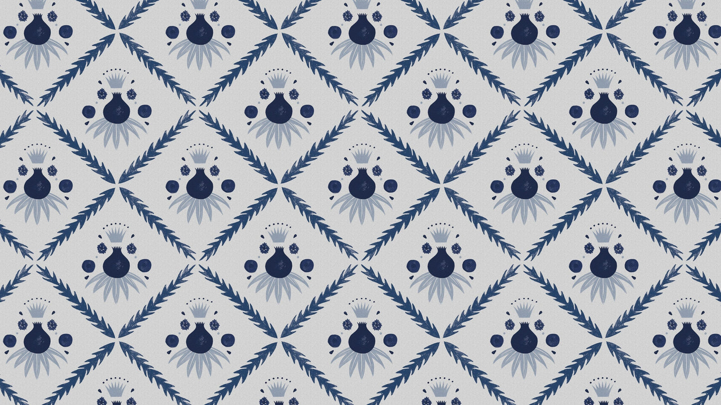Pome Wallpaper, Oxford Blue, Roll