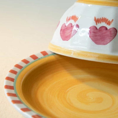 Rose Ceramic Butter Dish 4.3x4.3x3 Inches Handmade with Lid - Casa Amarosa