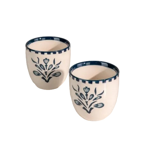 Teal Montane Ceramic Cup | Handpainted Ceramic | 3x3x3 in (Set of 2)