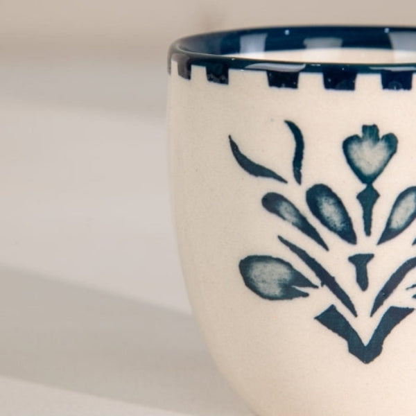 Teal Montane Ceramic Cup | Handpainted Ceramic | 3x3x3 in (Set of 2)