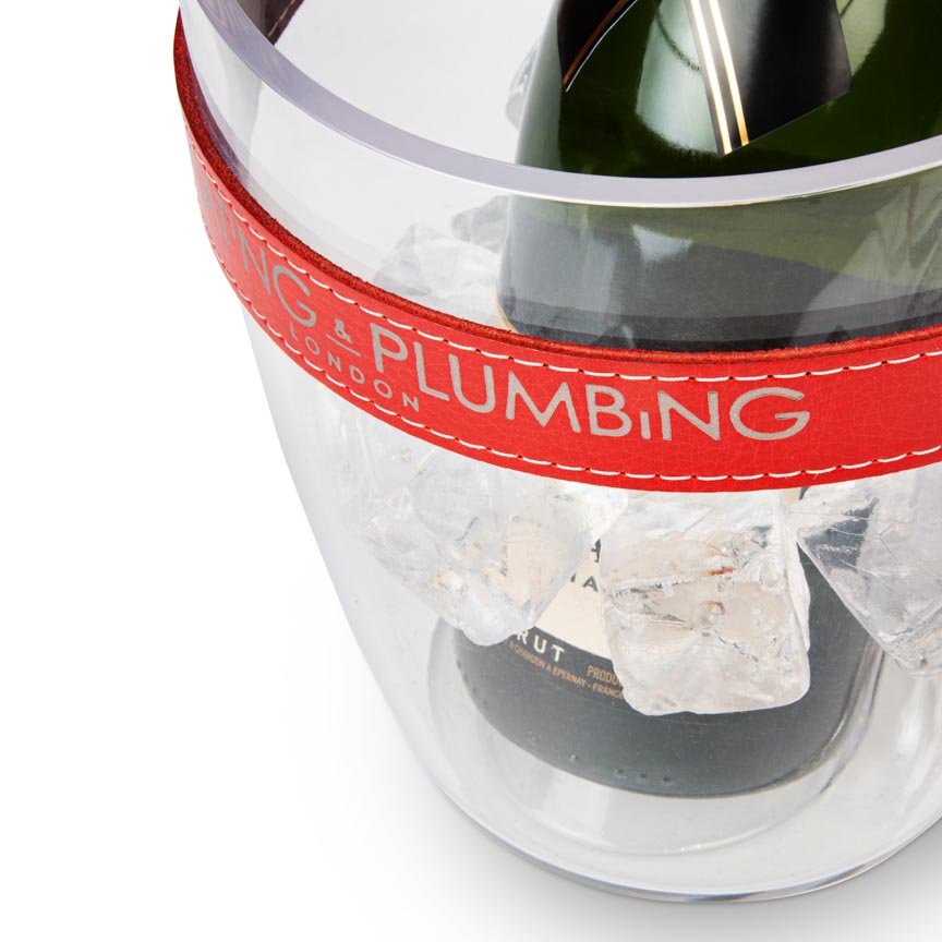 "Keep Your Cool" Champagne Bucket - Red Leather Strap