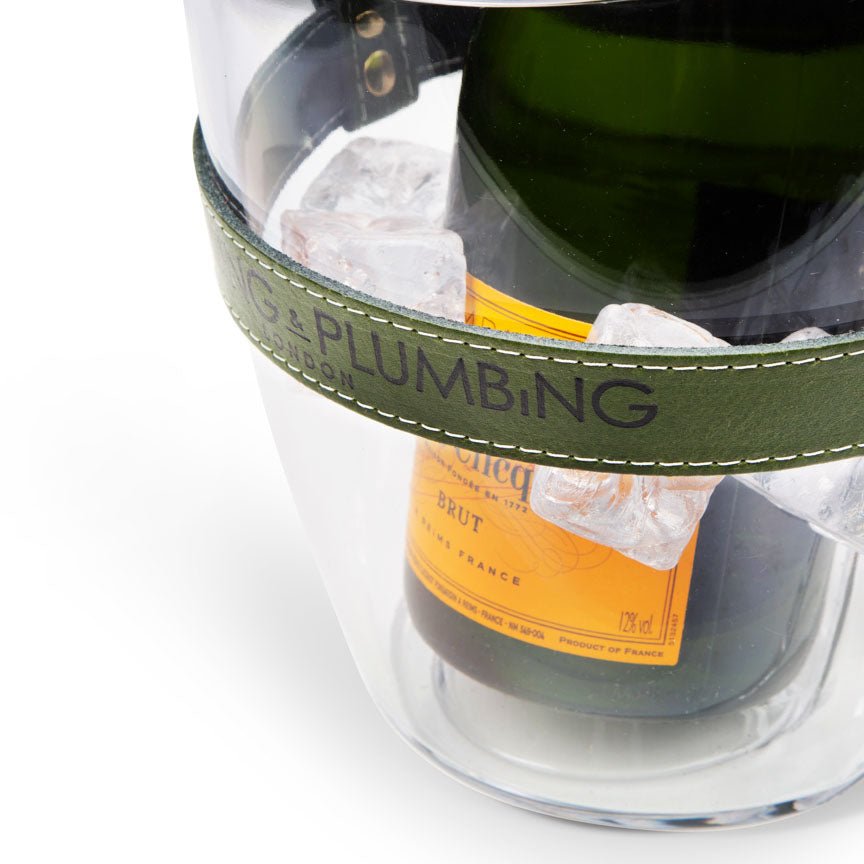 "Keep Your Cool" Champagne Bucket - Khaki Leather strap