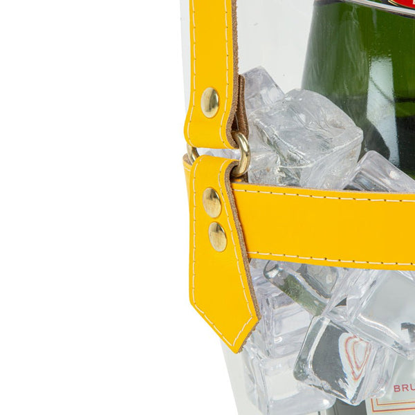 "Happy Go Sparkly" Champagne Bucket - Yellow Leather Strap