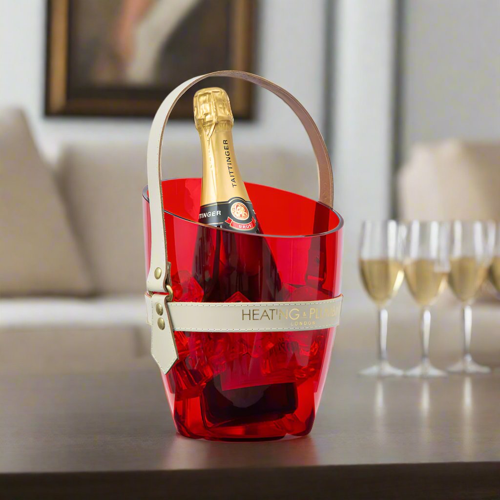 "Happy Go Sparkly" Champagne Bucket - Red & Cream