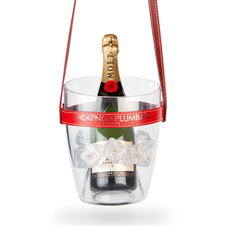 "Keep Your Cool" Champagne Bucket - Red Leather Strap