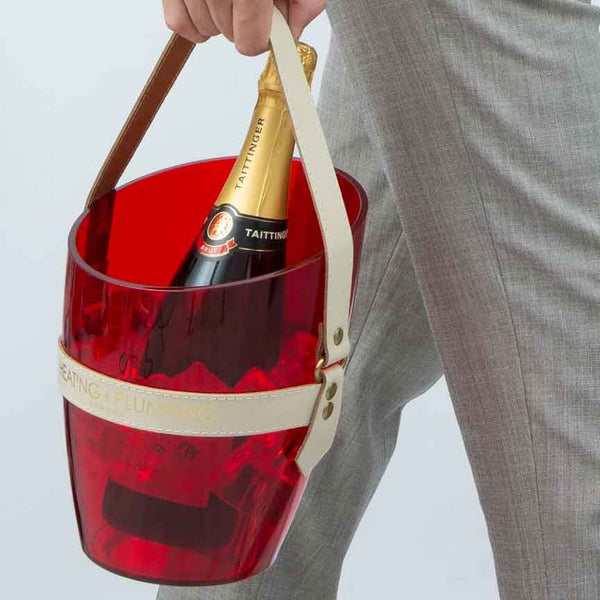 "Happy Go Sparkly" Champagne Bucket - Red & Cream