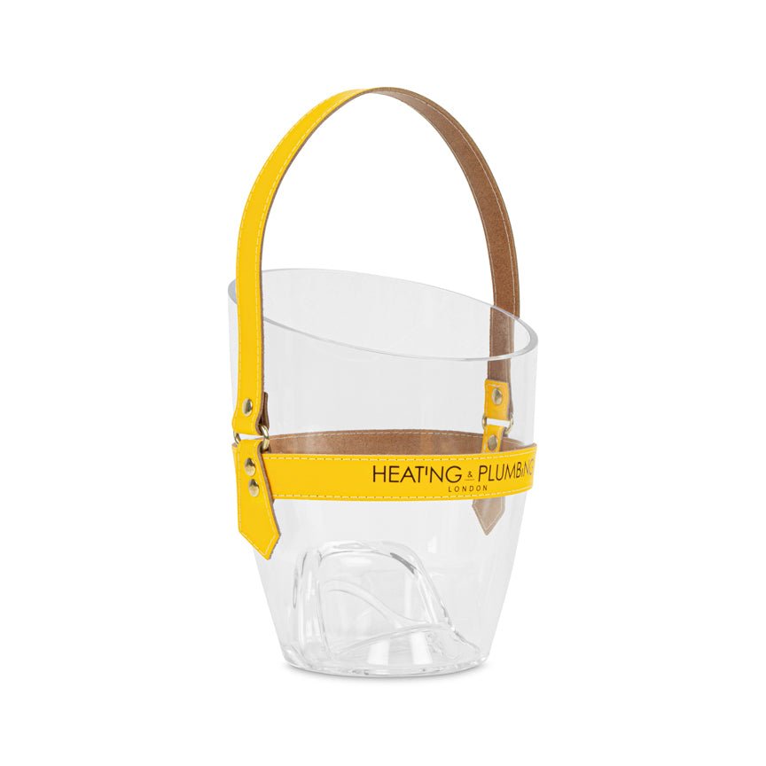 "Happy Go Sparkly" Champagne Bucket - Yellow Leather Strap