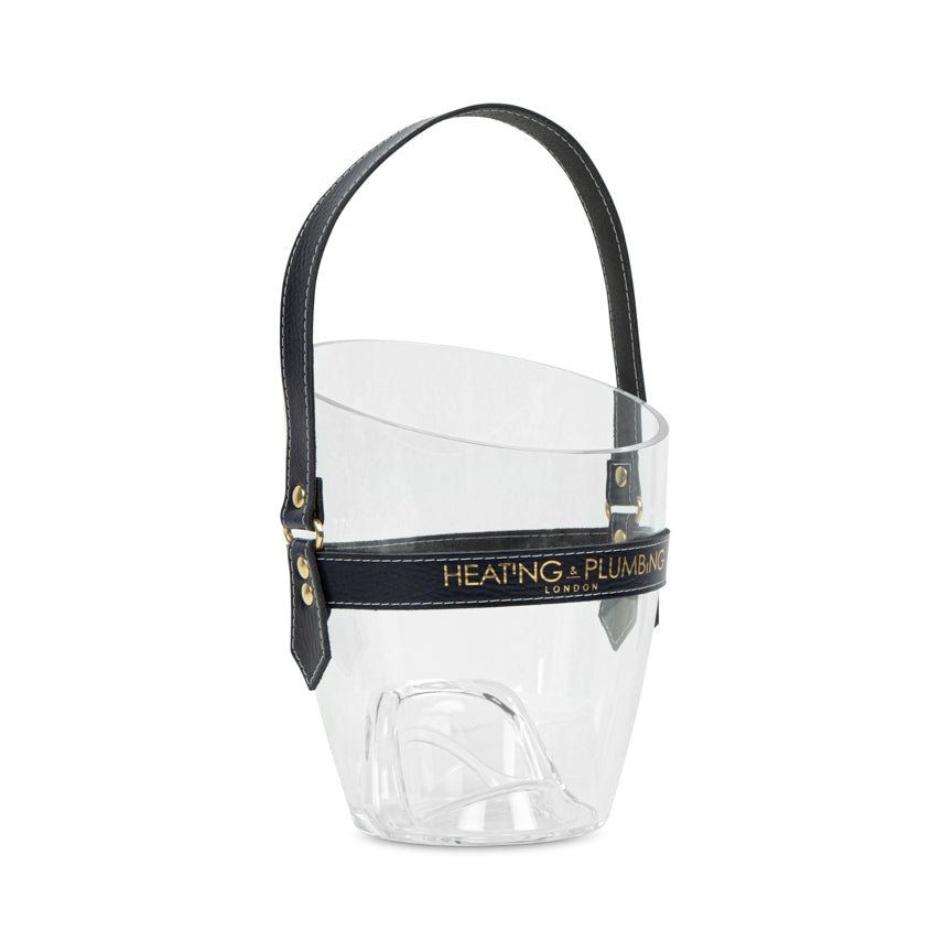 "Happy Go Sparkly" Champagne Bucket - Navy Leather Strap