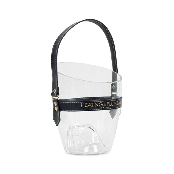 "Happy Go Sparkly" Champagne Bucket - Navy Leather Strap