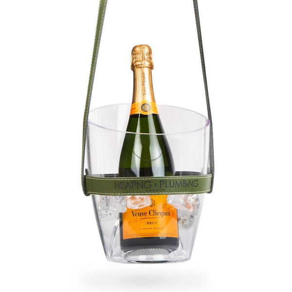 "Keep Your Cool" Champagne Bucket - Khaki Leather strap