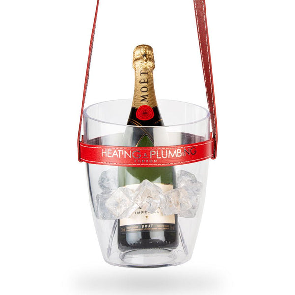 "Keep Your Cool" Champagne Bucket - Red Leather Strap
