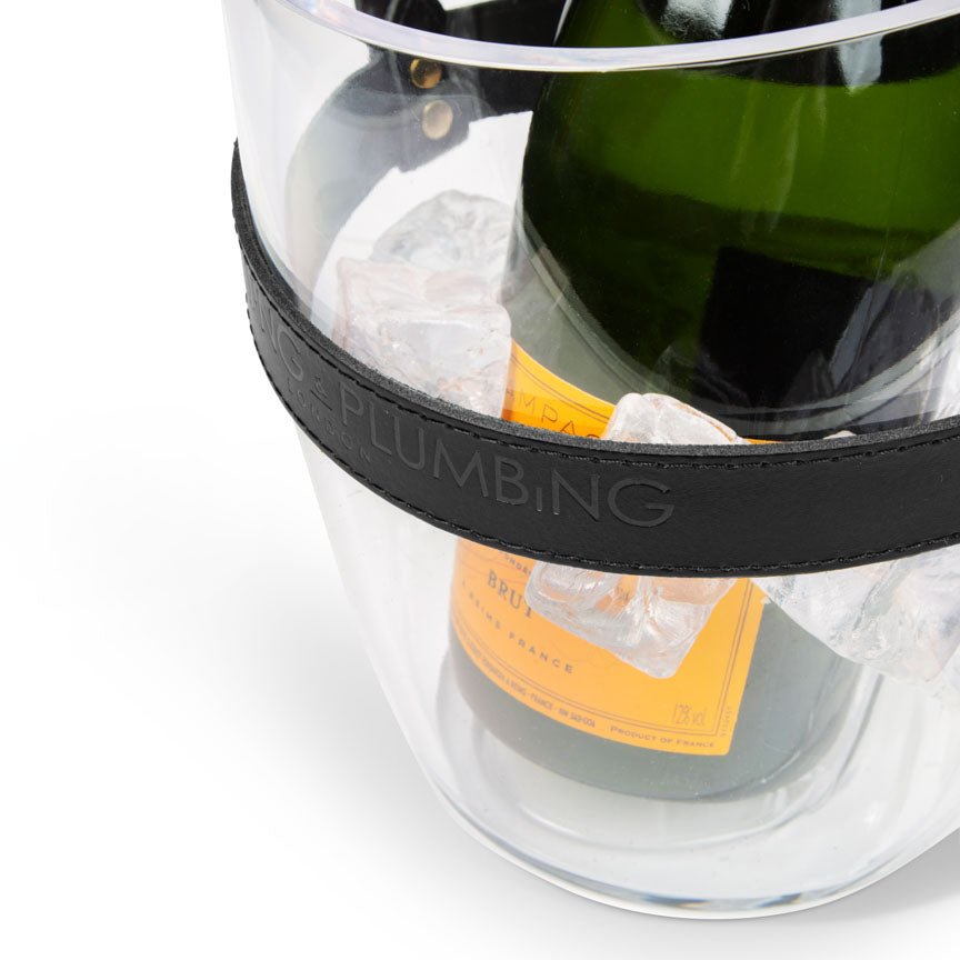 "Keep Your Cool" Champagne Bucket - Black Leather strap