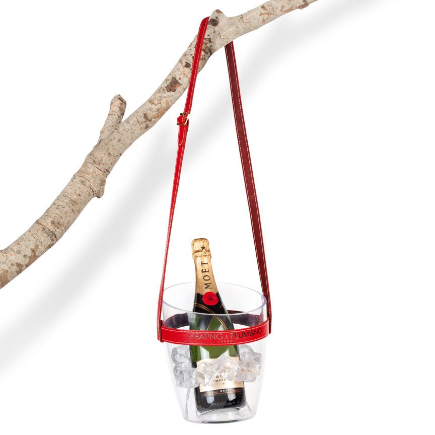 "Keep Your Cool" Champagne Bucket - Red Leather Strap