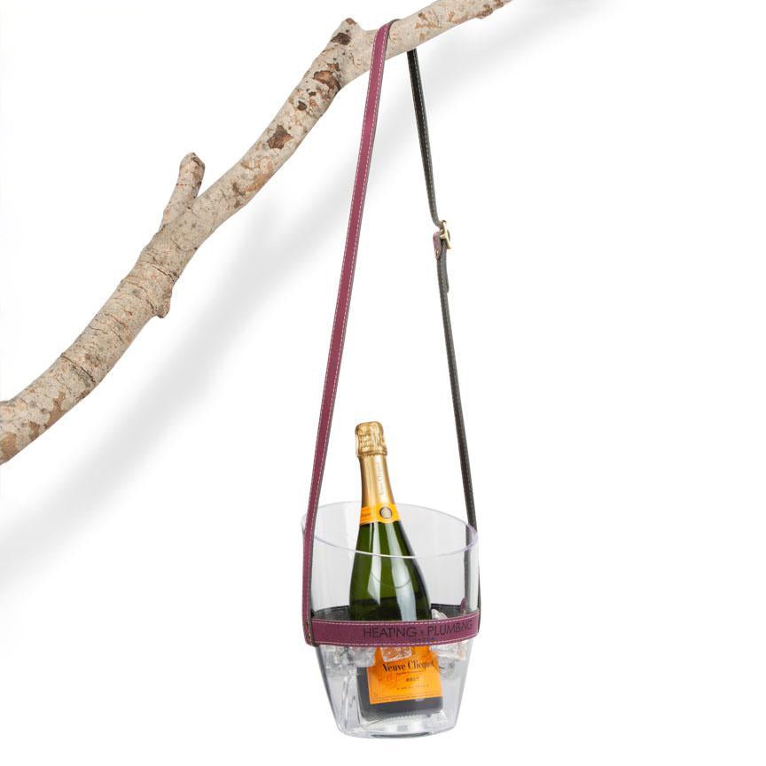 "Keep Your Cool" Champagne Bucket - Purple Leather strap