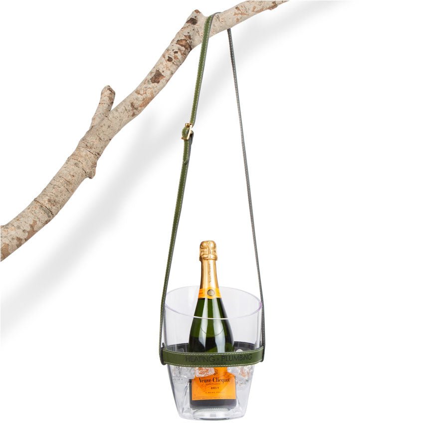 "Keep Your Cool" Champagne Bucket - Khaki Leather strap