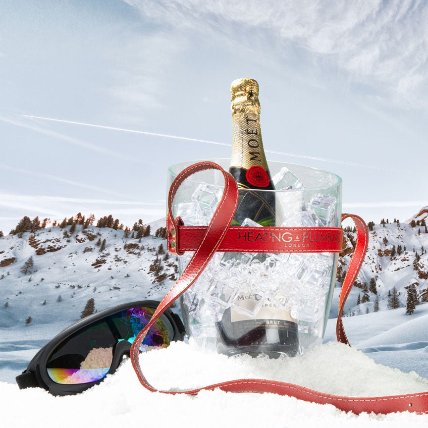 "Keep Your Cool" Champagne Bucket - Red Leather Strap