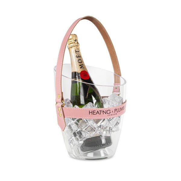 "Happy Go Sparkly" Champagne Bucket - Pink Leather Strap