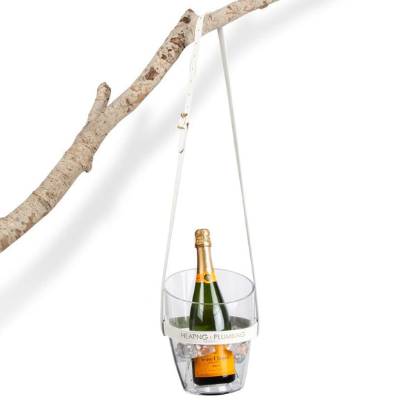 "Keep Your Cool" Champagne Bucket - White Leather strap