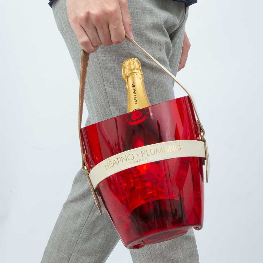 "Happy Go Sparkly" Champagne Bucket - Red & Cream
