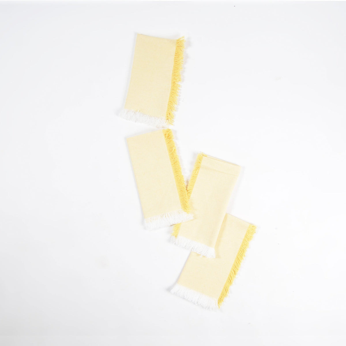Fringe Borders Yellow Napkins Set of 4, 18 Inch - Casa Amarosa