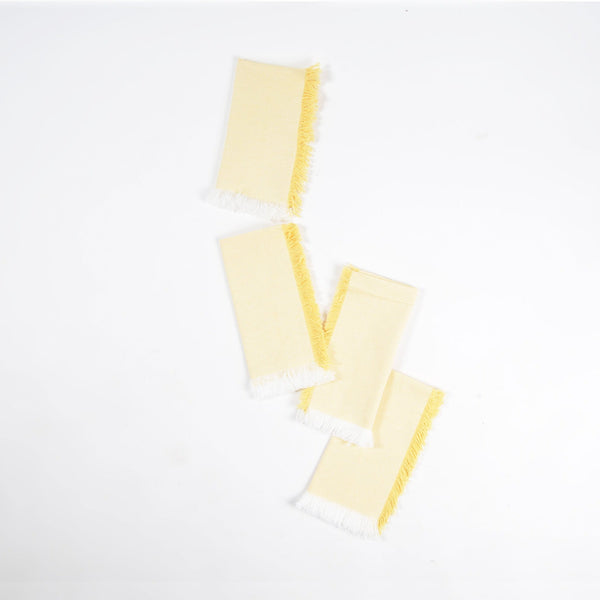 Fringe Borders Yellow Napkins Set of 4, 18 Inch - Casa Amarosa