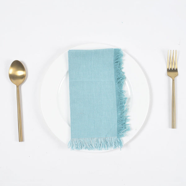 Fringe Borders Blue Napkins Set of 4, 18 Inch - Casa Amarosa