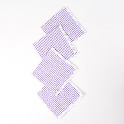 Checkered Purple Table Napkins Set of 4, 18 Inch - Casa Amarosa