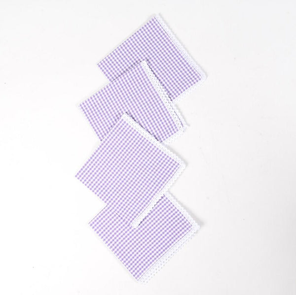 Checkered Purple Table Napkins Set of 4, 18 Inch - Casa Amarosa