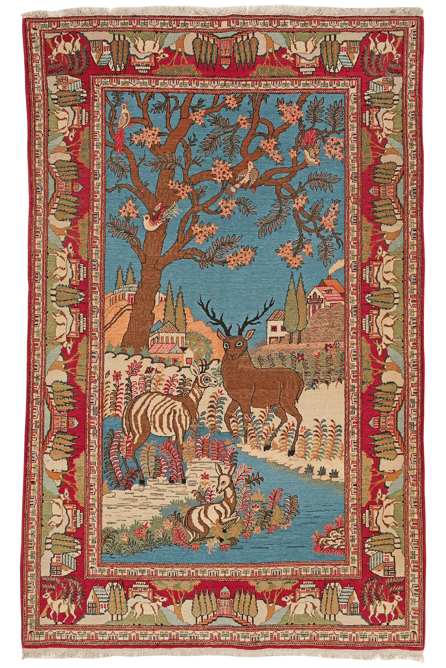 Kashan — Hand-knotted, 135x210 cm, Blue, 100% Virgin Wool | Main view