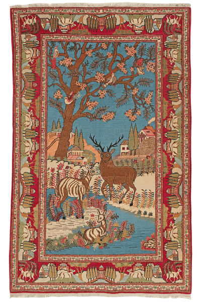 Kashan — Hand-knotted, 135x210 cm, Blue, 100% Virgin Wool | Main view