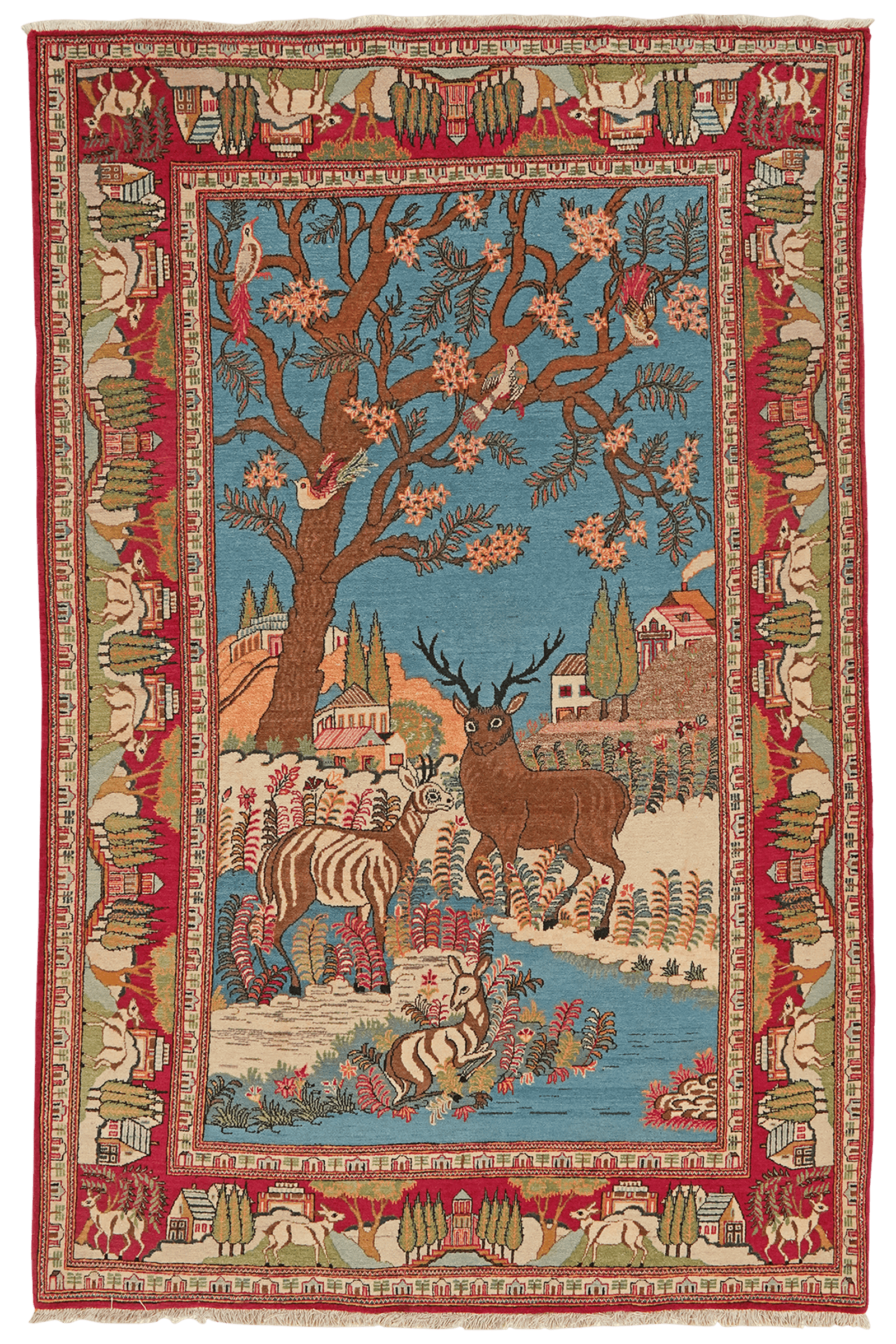 Kashan — Hand-knotted, 135x210 cm, Blue, 100% Virgin Wool | Main view