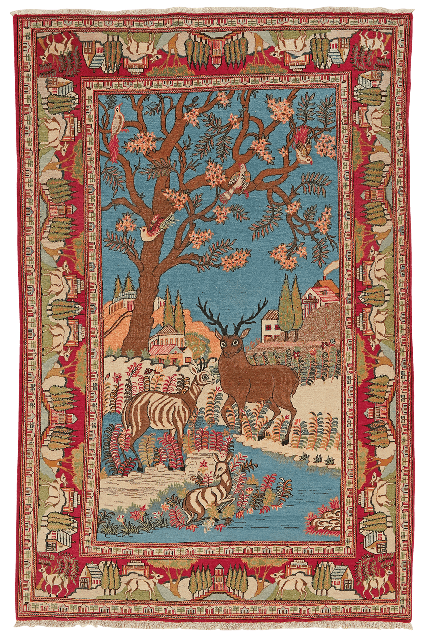 Kashan — Hand-knotted, 135x210 cm, Blue, 100% Virgin Wool | Main view