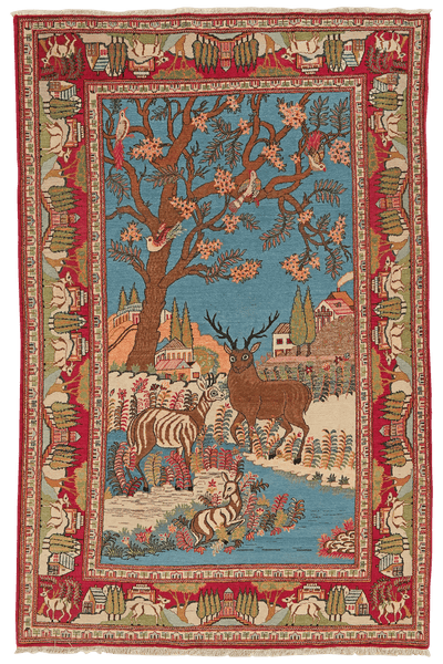 Kashan — Hand-knotted, 135x210 cm, Blue, 100% Virgin Wool | Main view
