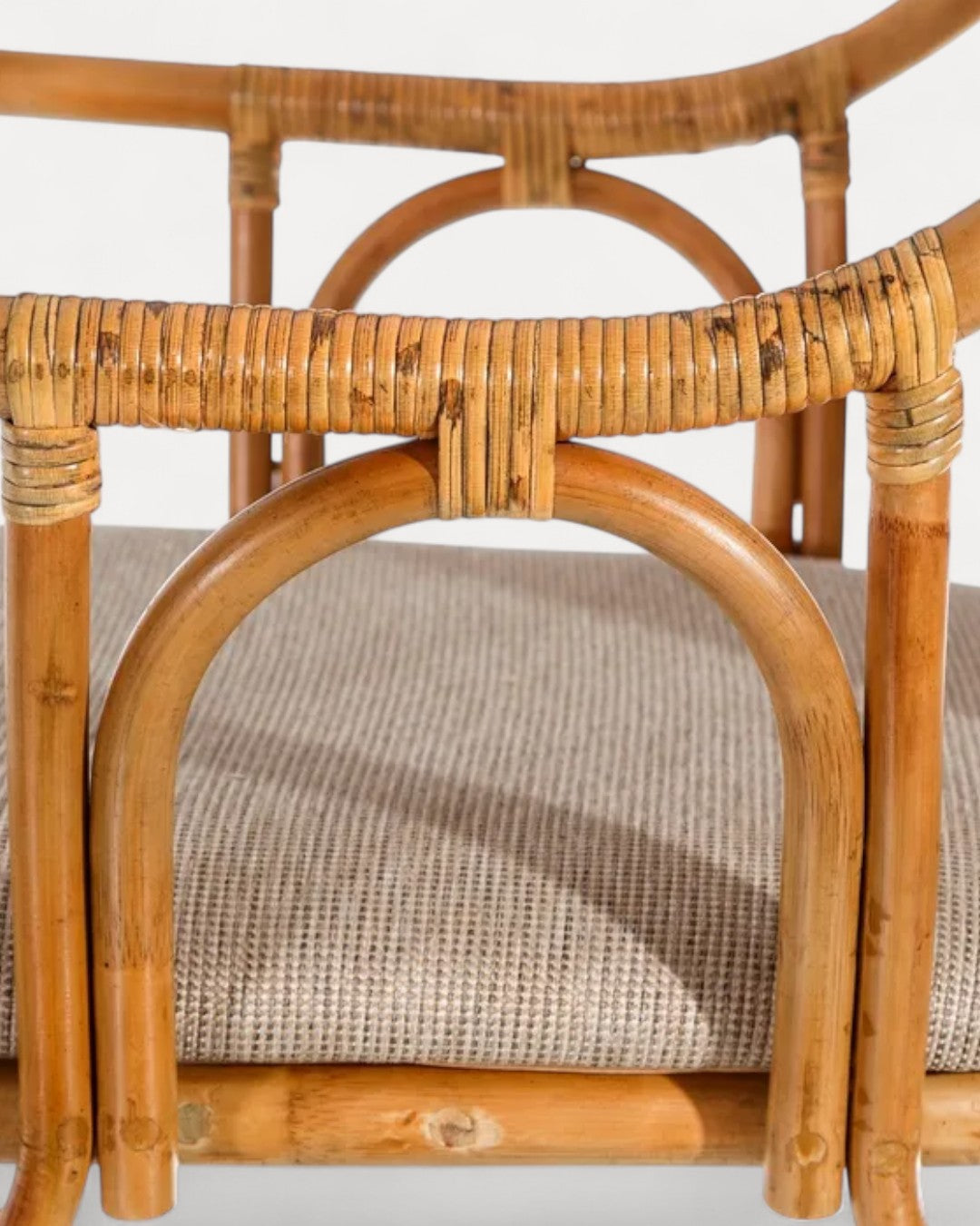 Bari Natural Cane Chair with Beige Fabric Cushion