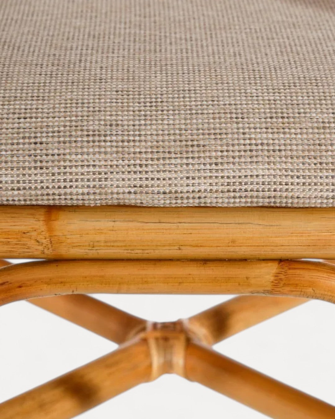 Bari Natural Cane Chair with Beige Fabric Cushion