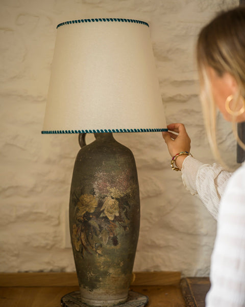 Natural Parchment with Blue Juniper Trim