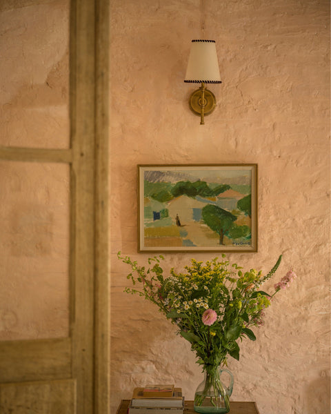 Natural Parchment with Cocoa Trim Wall Light