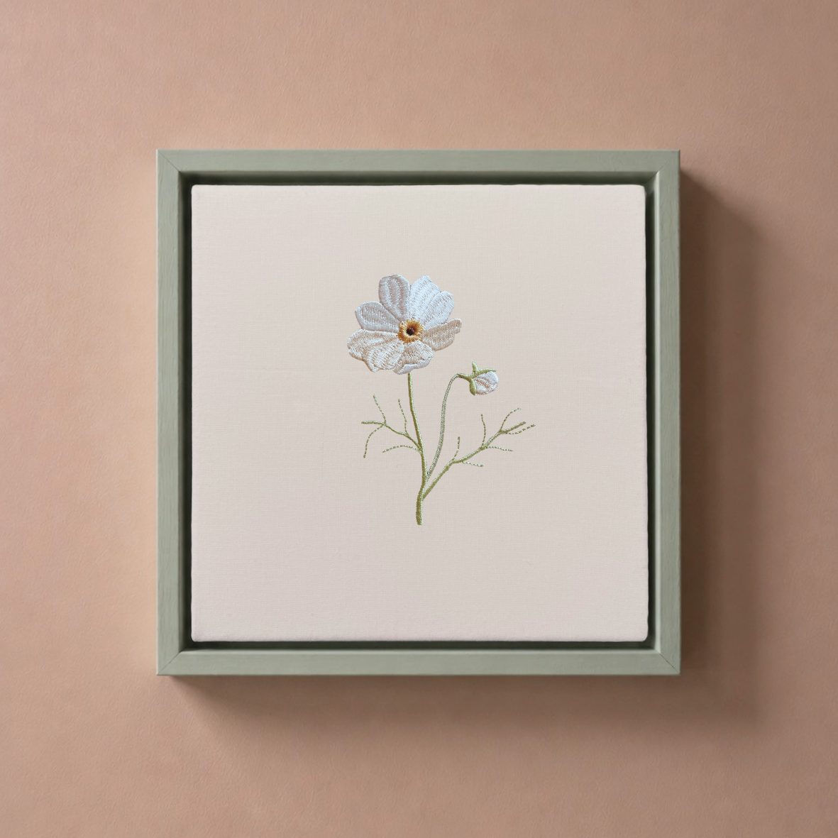 Personalised Birth Flower Embroidered Canvas