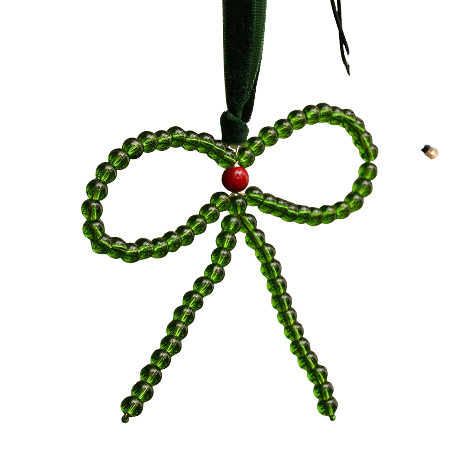 HAYA: Green and Red Beaded Christmas Bow Tree Decoration