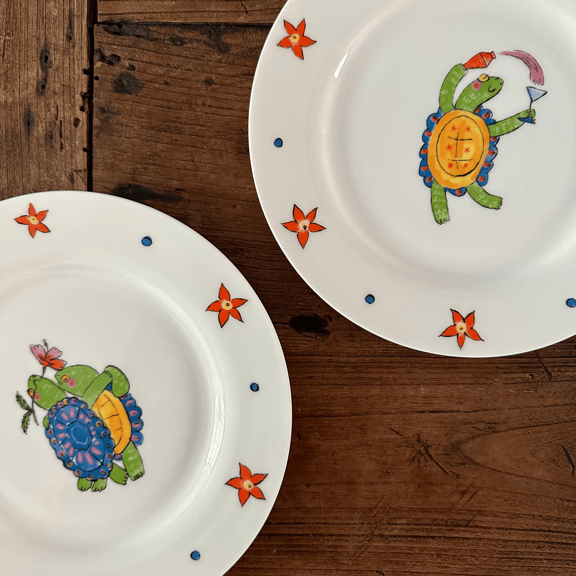 Holidaying Turtle Dessert Plate Set - Set of 6