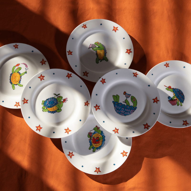 Holidaying Turtle Dessert Plate Set - Set of 6