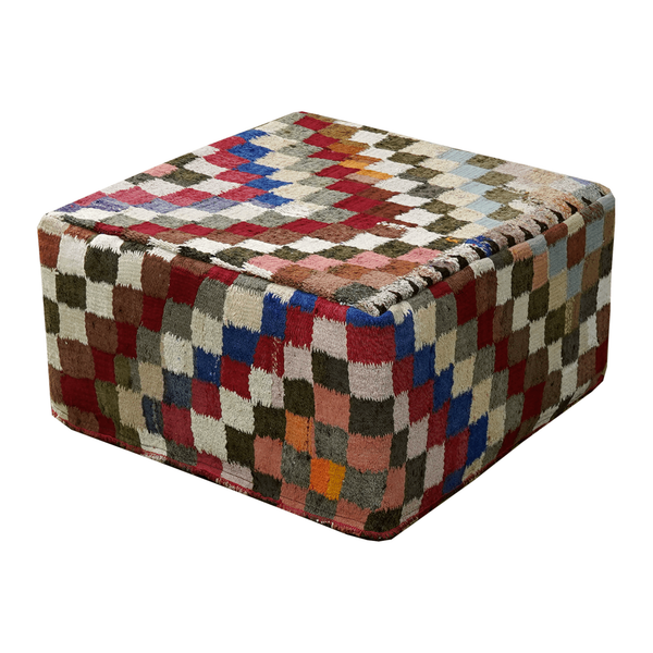 Kilim Pouf · Handcrafted - Multicoloured, 65x65 cm
