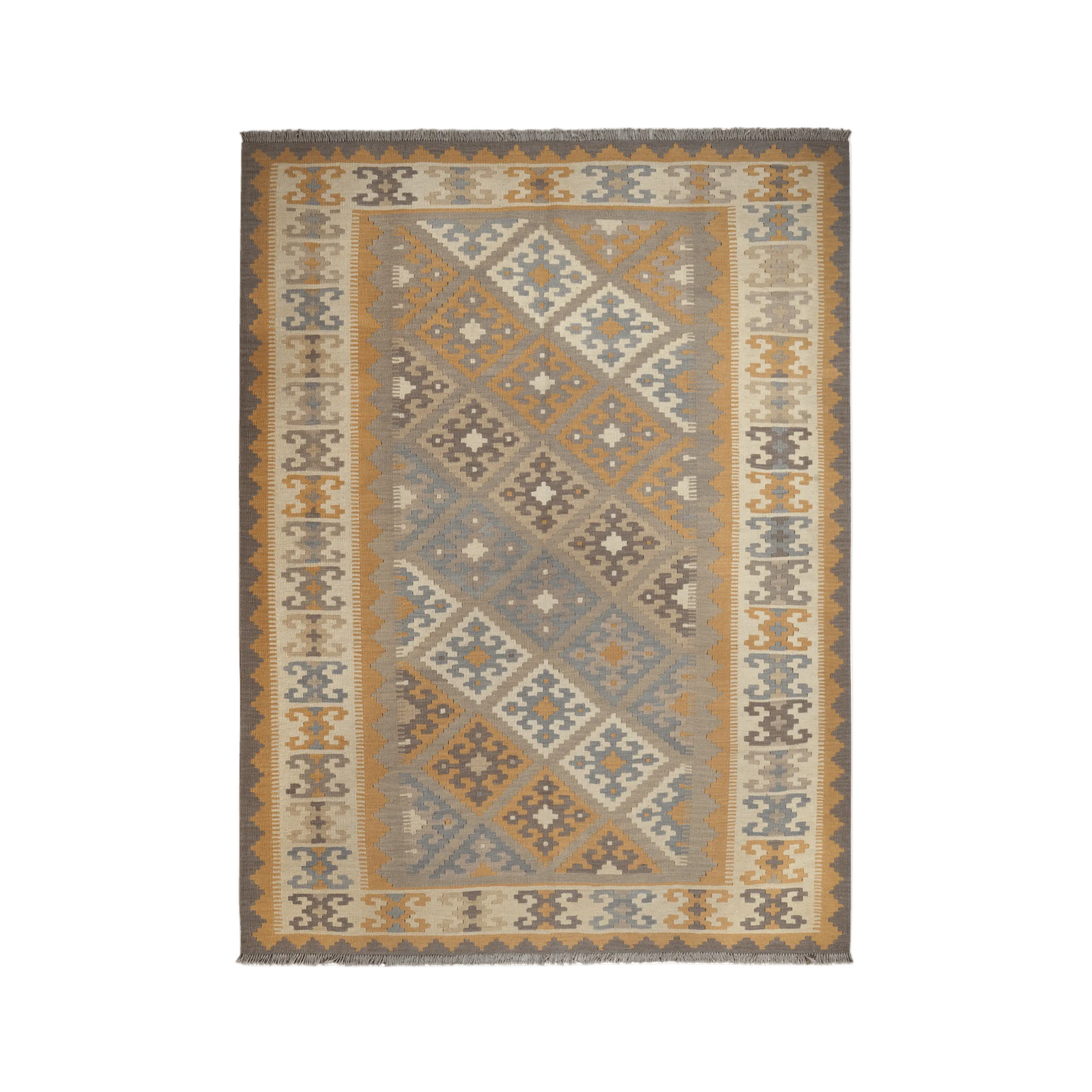 Kilim Gashgai Rug · Hand-Woven - Grey, 240x179 cm