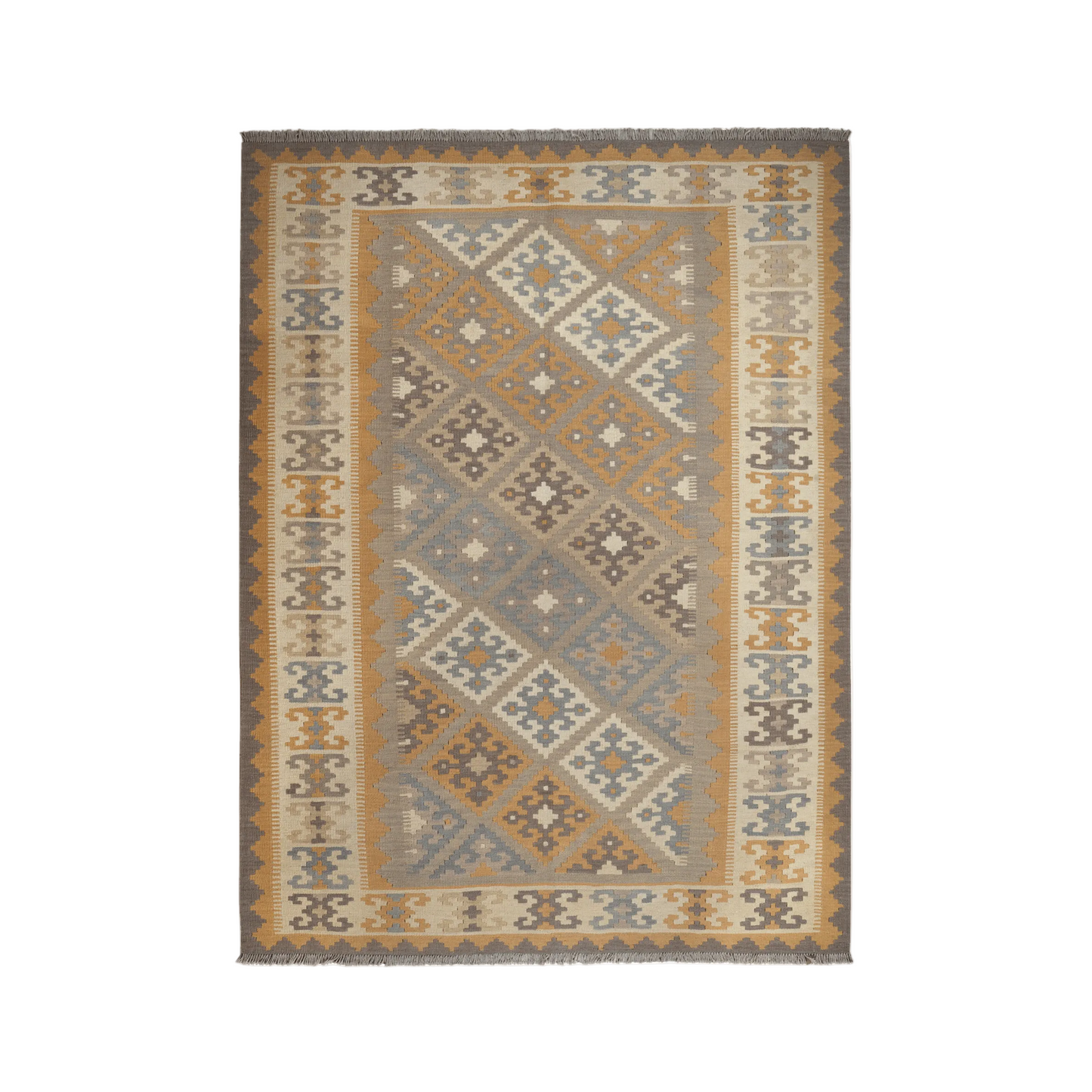 Kilim Gashgai Rug · Hand-Woven - Grey, 240x179 cm