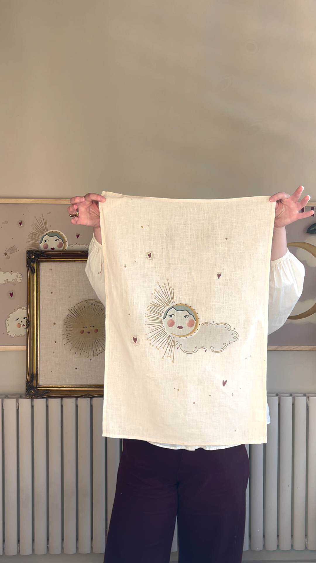 Linen Tea Towel "Love Sun"