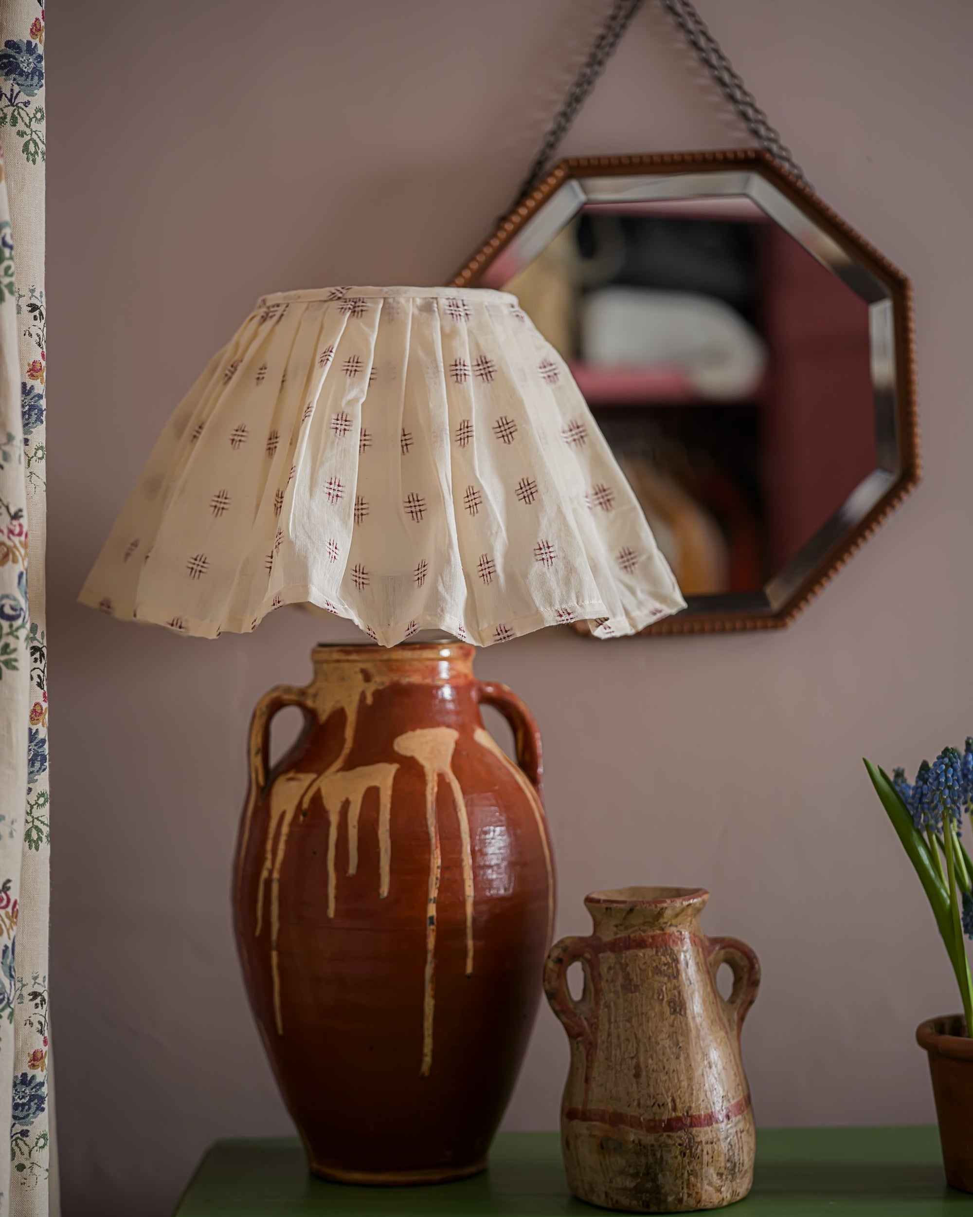 Loose Pleat Embroidered Cotton in Damson