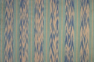 Vicens Fabric - Sea Green Stripe With Indigo Flame